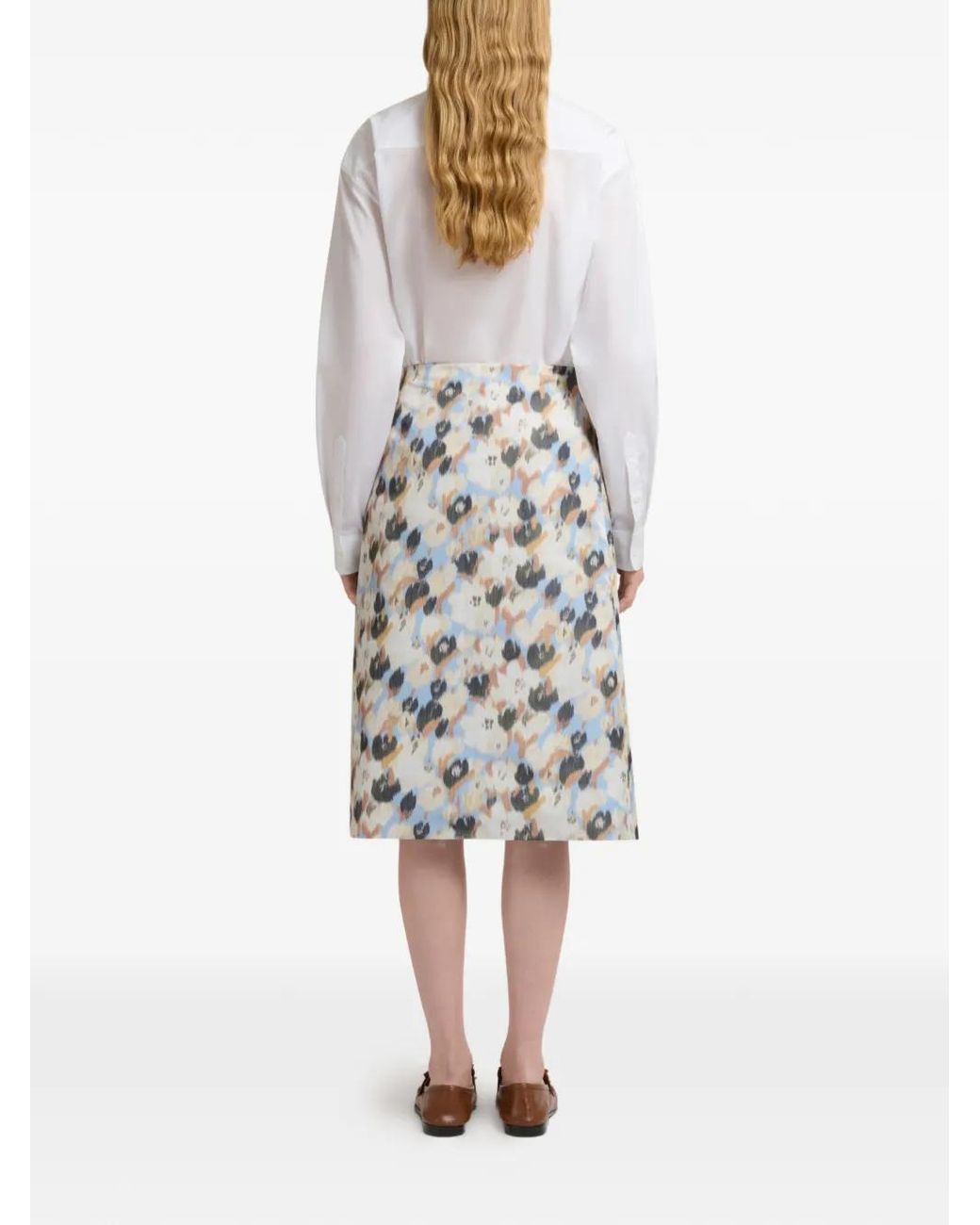 Marni White Duchesse Skirt With Secret Bouquet Print