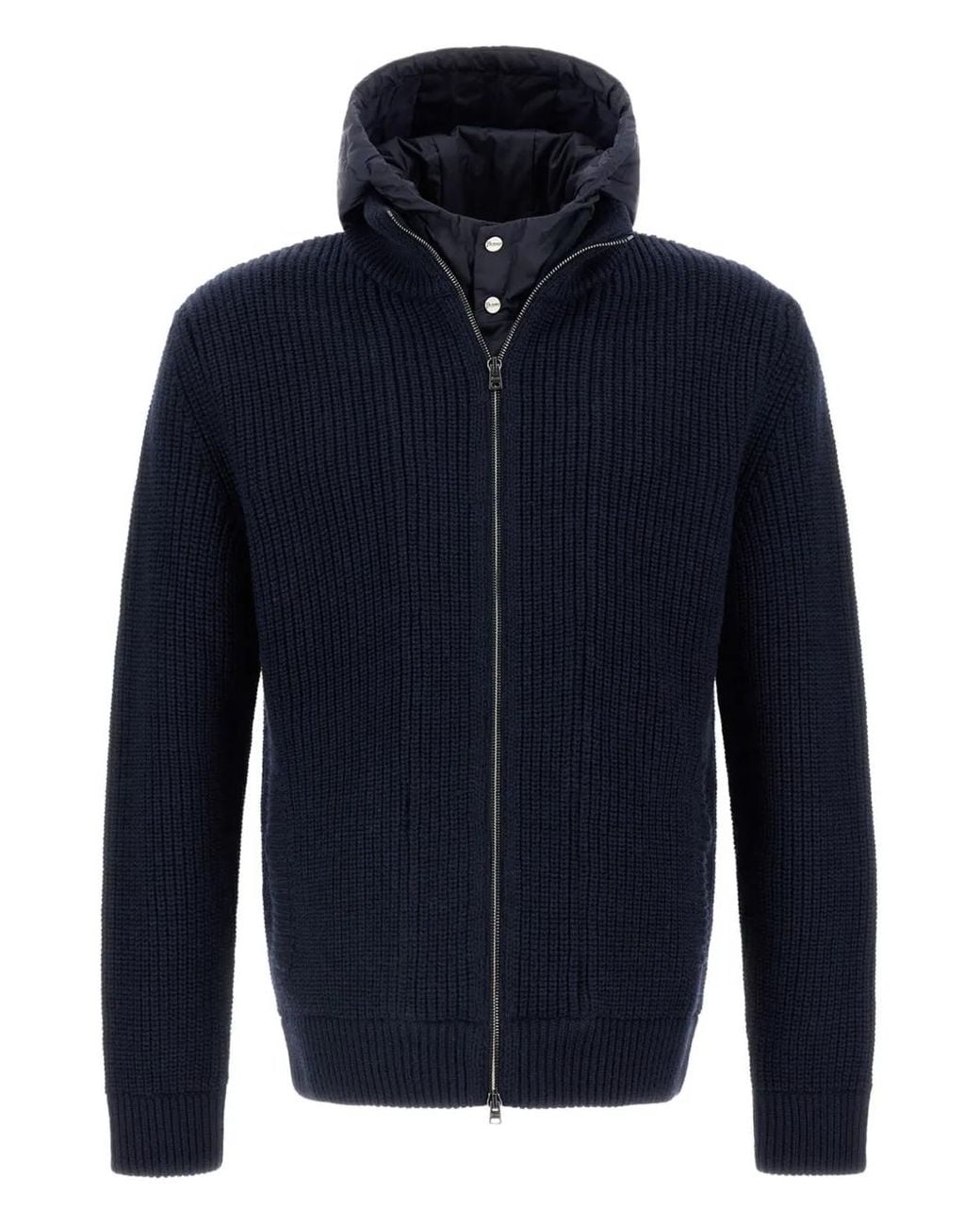 Herno Blue Hooded Zip Jacket for men