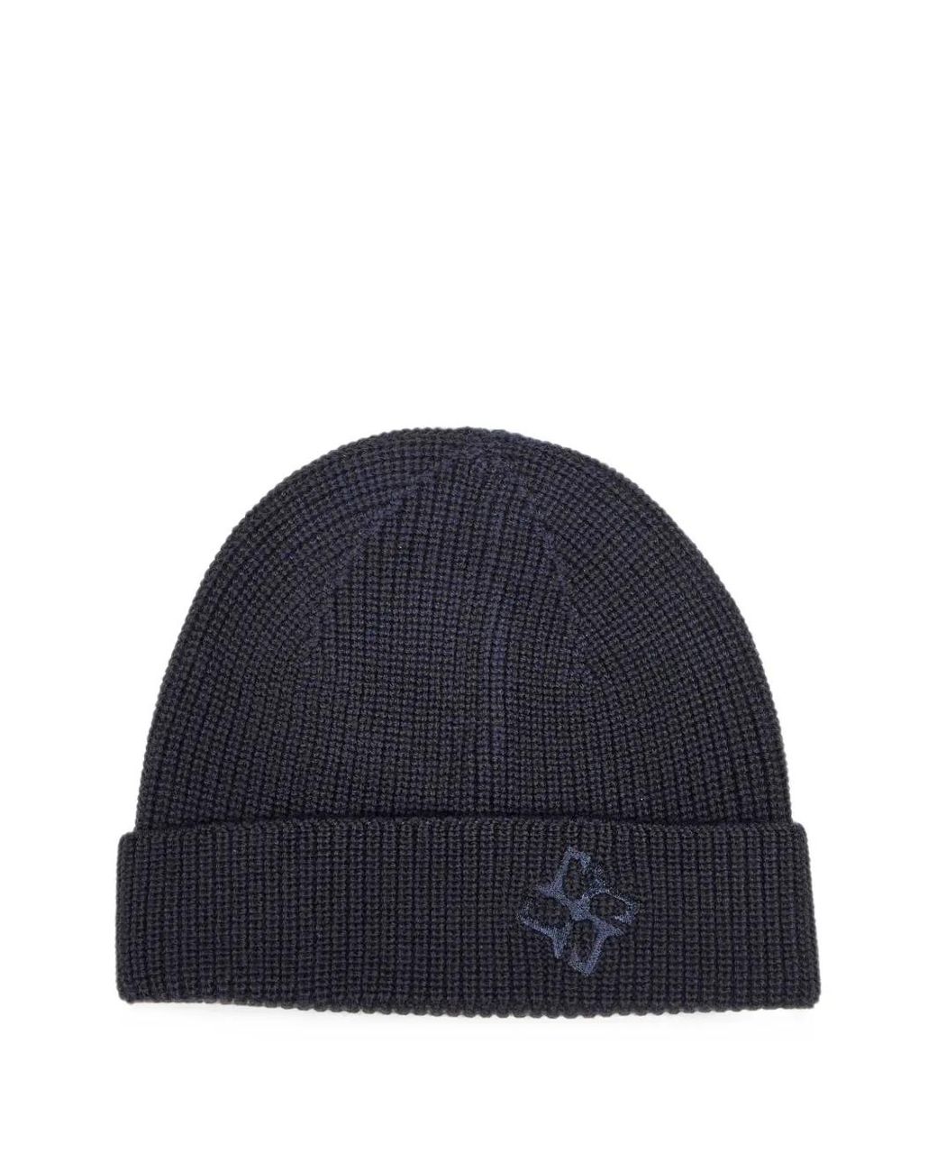 Tagliatore Blue Rib-Knit Beanie Hat for men