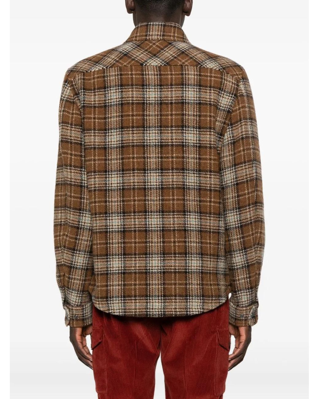 Moncler Brown Check Pocket Shirt for men