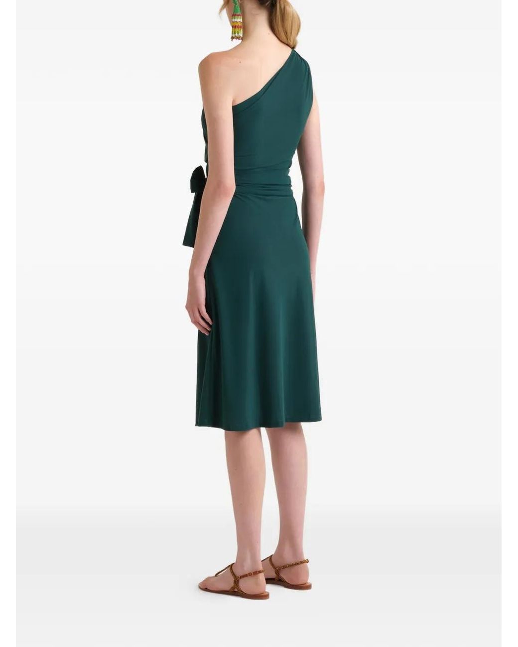Maliparmi Green One-Shoulder Midi Dress