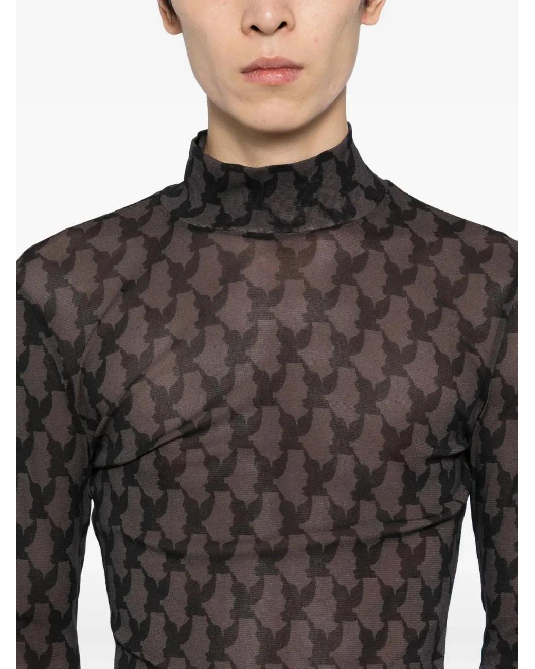 MASU Black Pattern-Printed Top for men