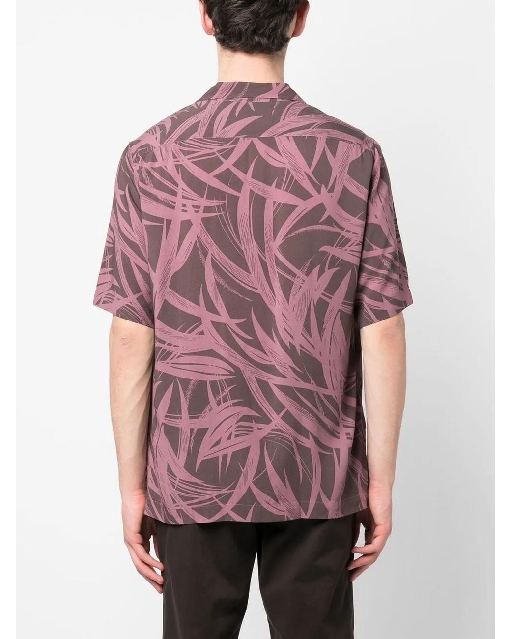 Lardini Purple Graphic-Print Short-Sleeve Shirt for men