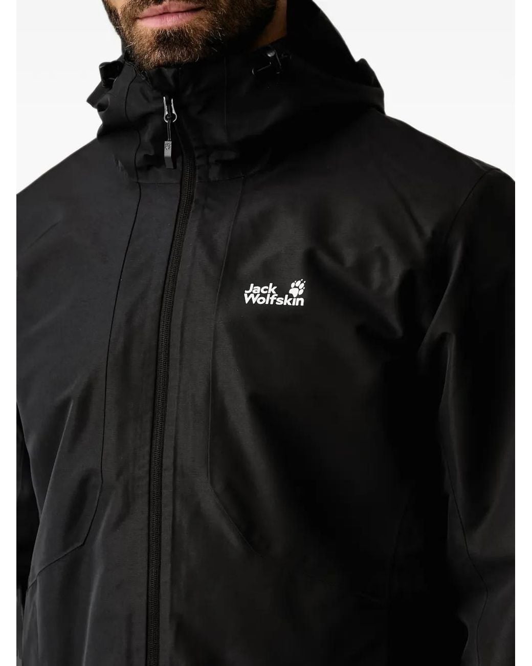 Jack Wolfskin Black Stonetrail 3In1 Jkt M Hooded Jacket for men