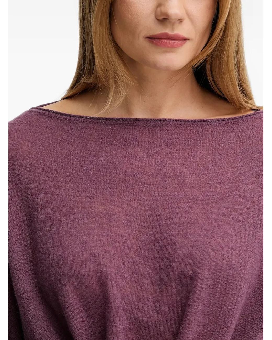 Benetton Purple Tie Detail Long-Sleeve Sweater