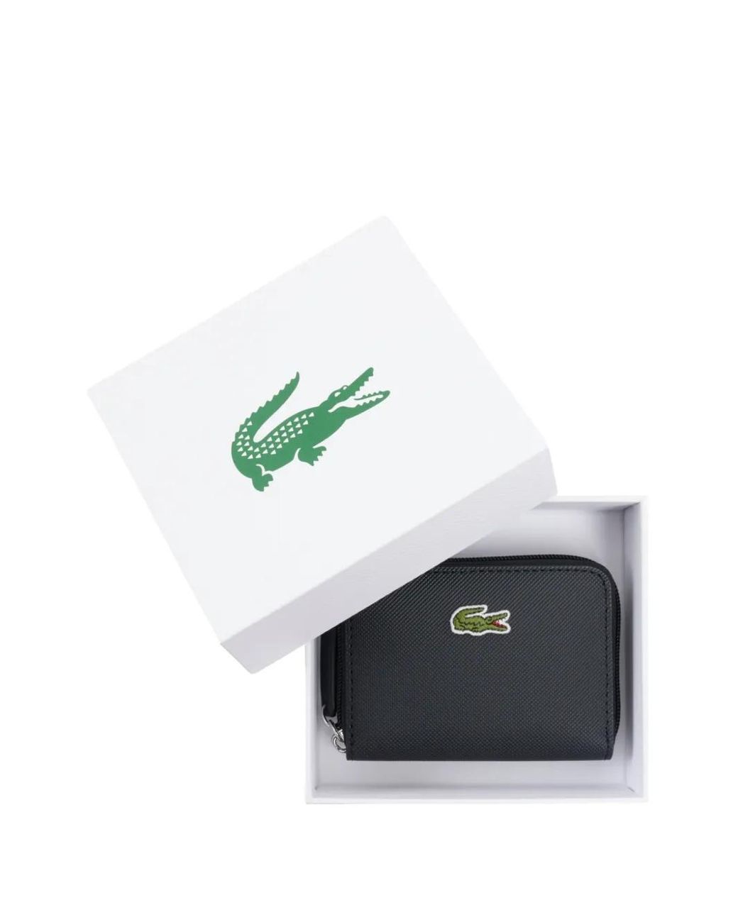 Lacoste Black Mini Logo-Patch Zip-Around Wallet