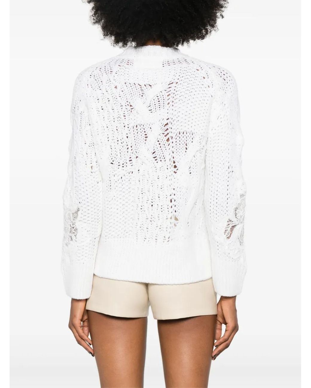 Ermanno Scervino White Long Sleeve Crew Neck Sweater