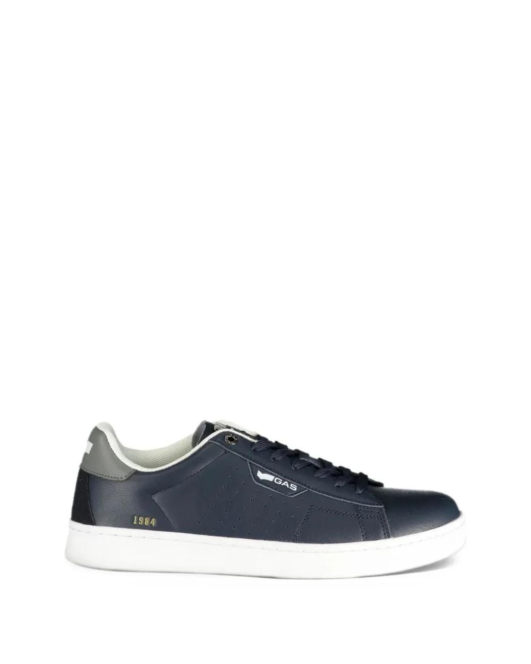 Gas Blue Perforated Logo-Patch Sneakers for men