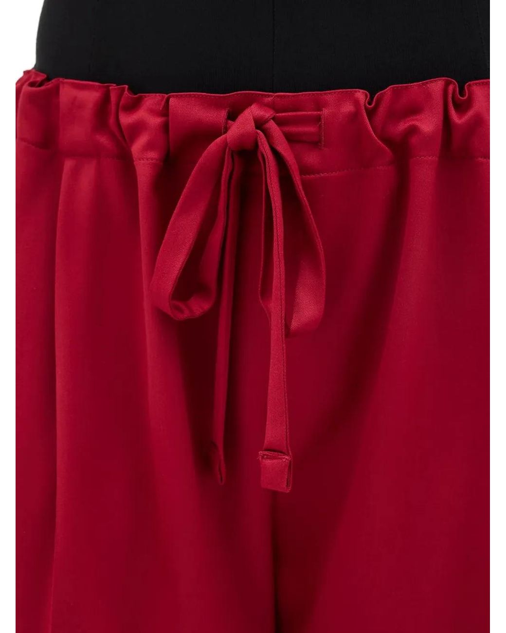 Another Tomorrow Red Drawstring Pleated Trousers
