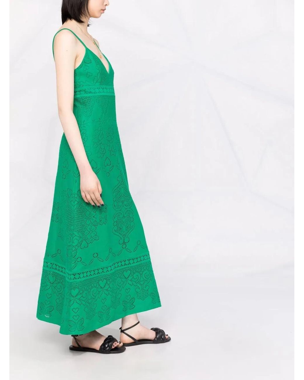 Valentino Garavani Green Heavy Lace Long Dress