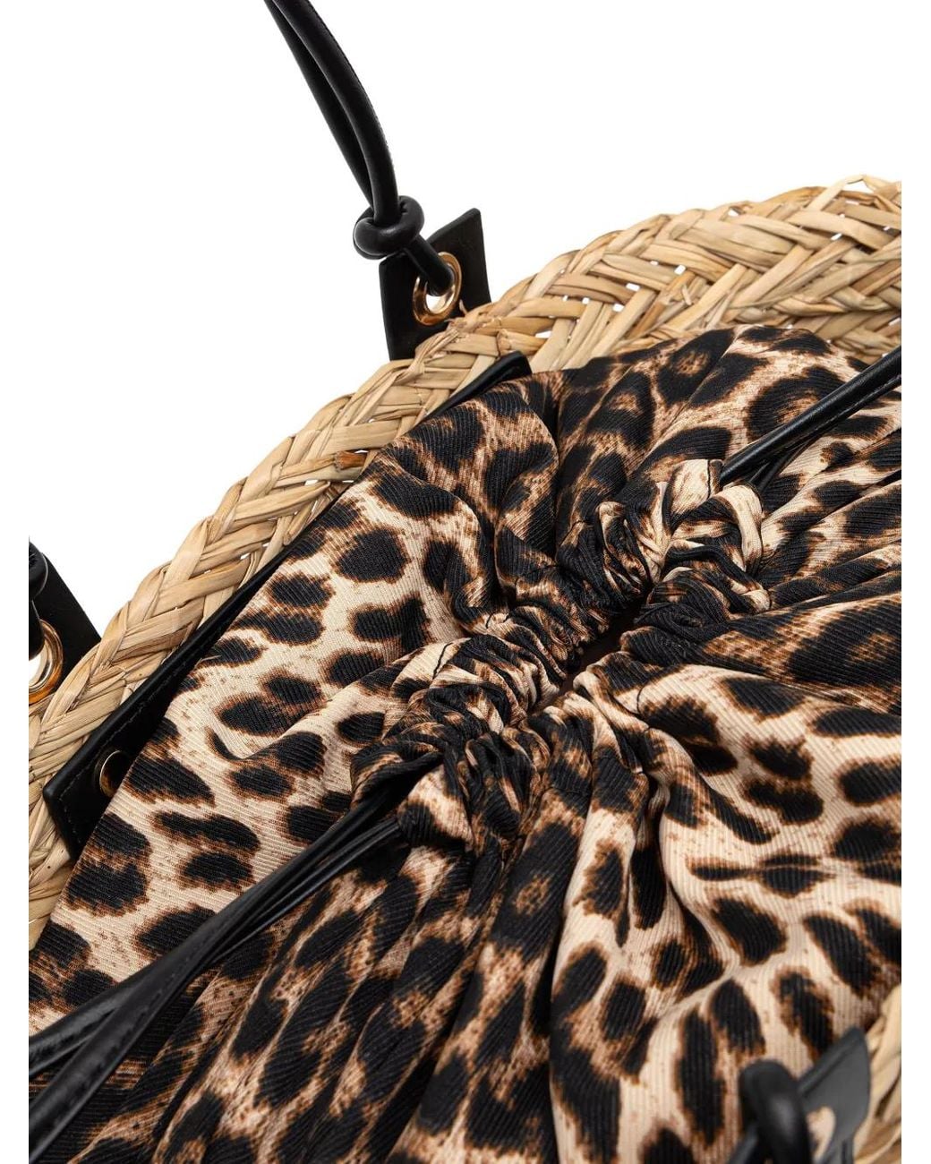 Lola Casademunt Black Logo-Perforated Interwoven Beach Bag