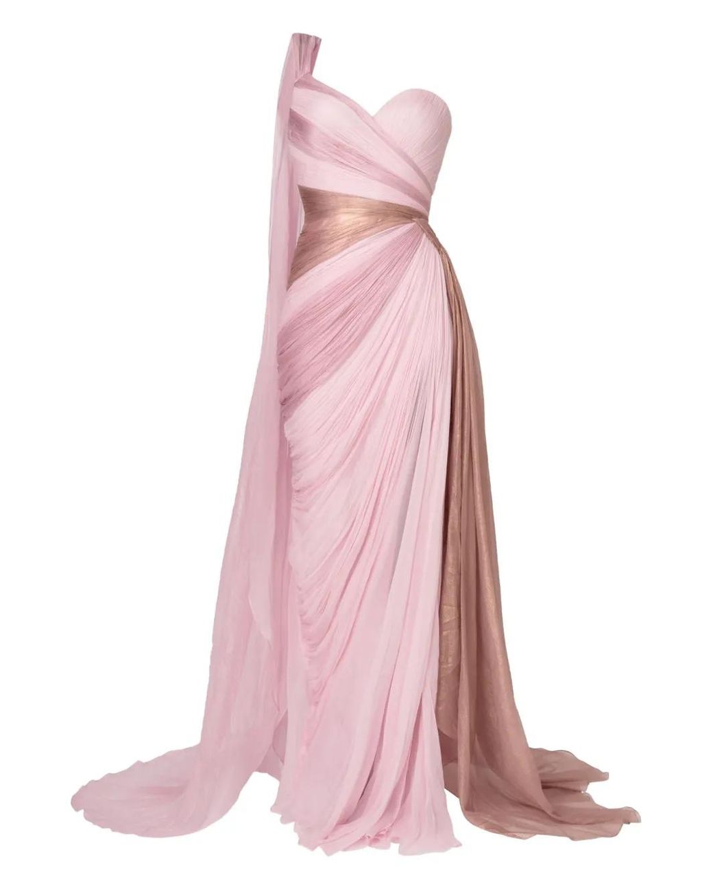 IRIS SERBAN Alexa Draped One-Shoulder Gown in Pink | Lyst