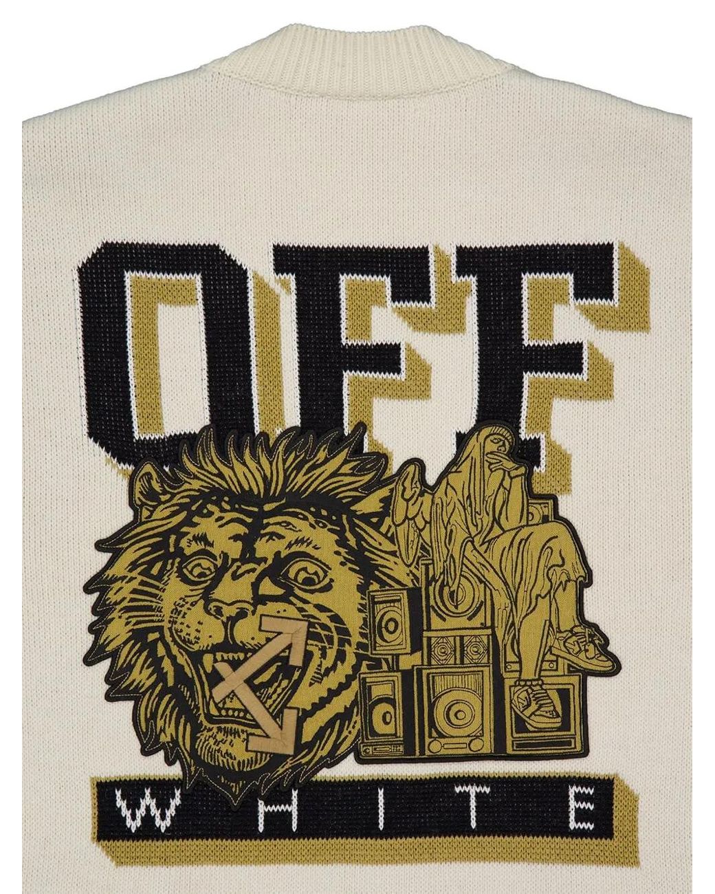 Off-White c/o Virgil Abloh Natural Lion-Embroidery Cardigan for men