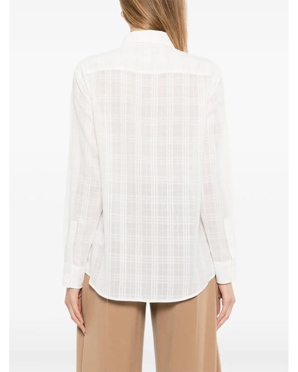 Burberry White Emma Check Cotton Shirt