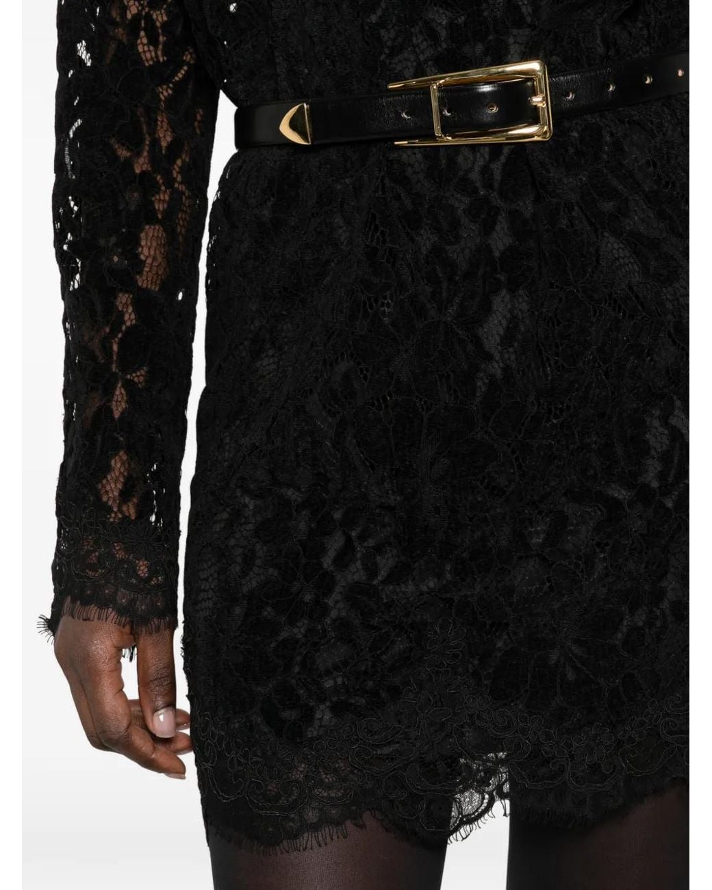 Aniye By Black Lace-Overlay Belted Mini Dress