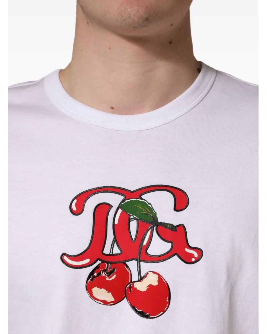 Dolce & Gabbana White Dg Cherries T-Shirt for men