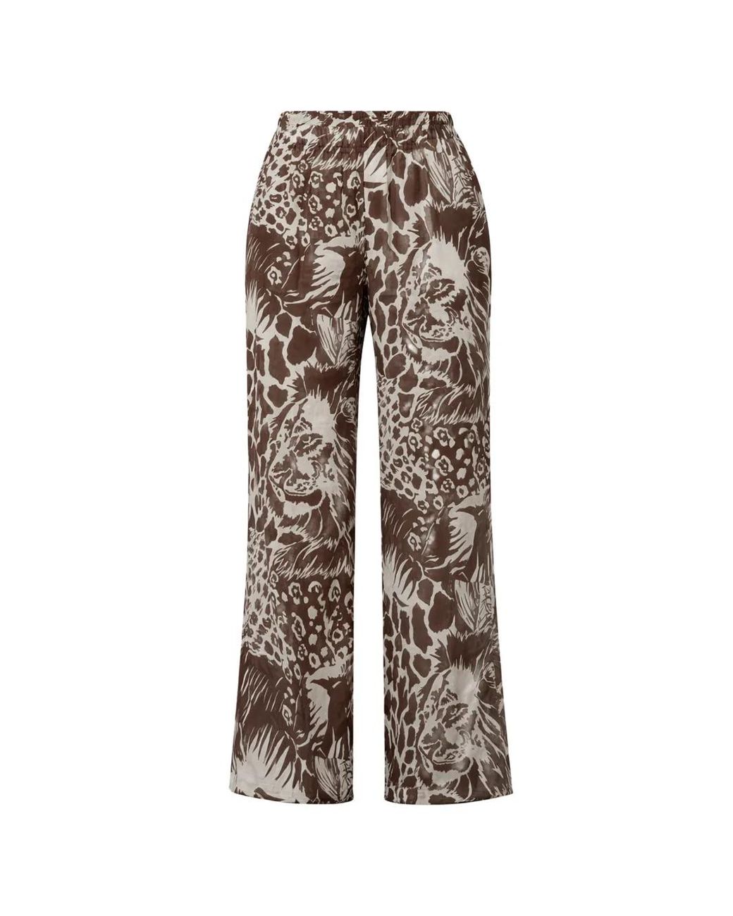 Kaos Brown Animal-Print Trousers