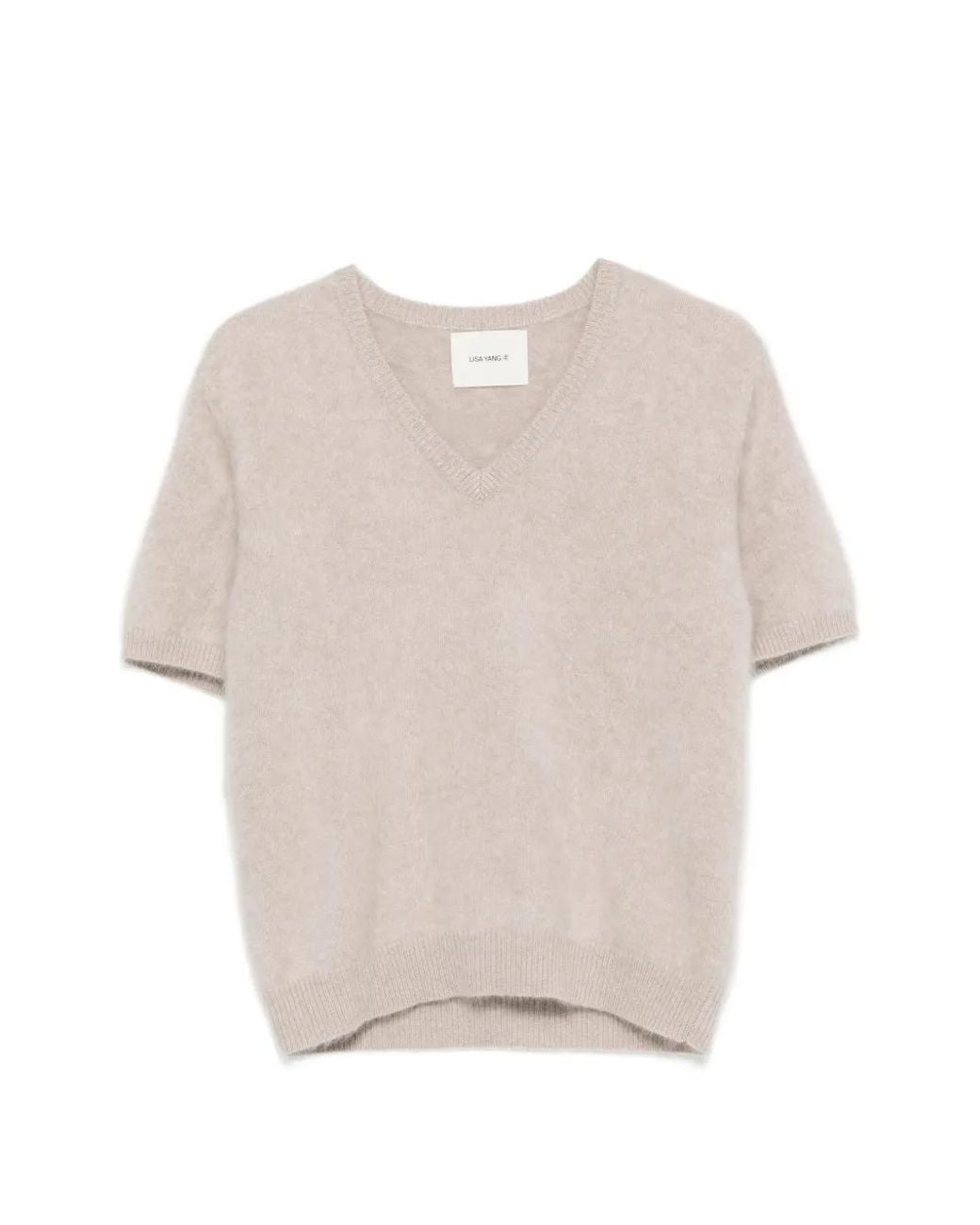 Lisa Yang Natural Lovisa Brushed V-Neck Sweater