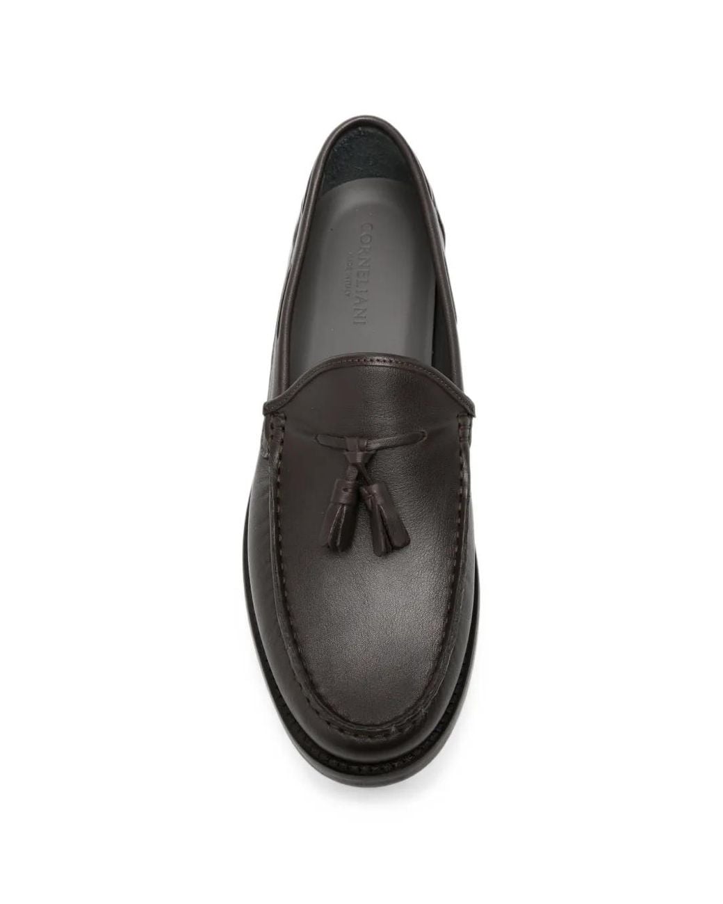 Corneliani Black Tassel Boat Shoes for men