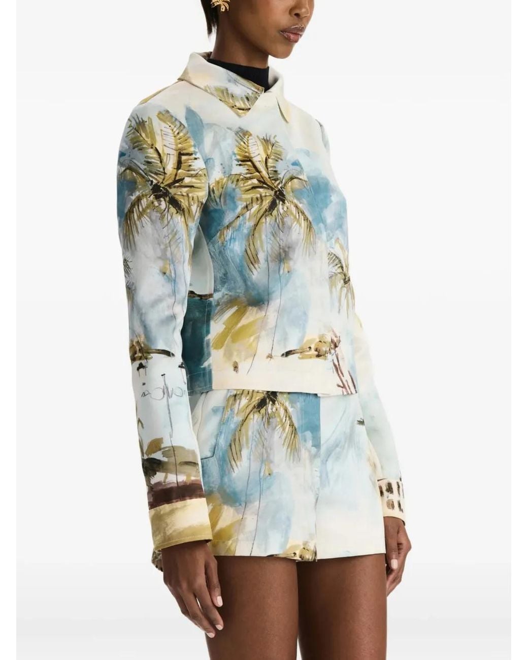 Oscar de la Renta Blue Dominican Landscape Jacket