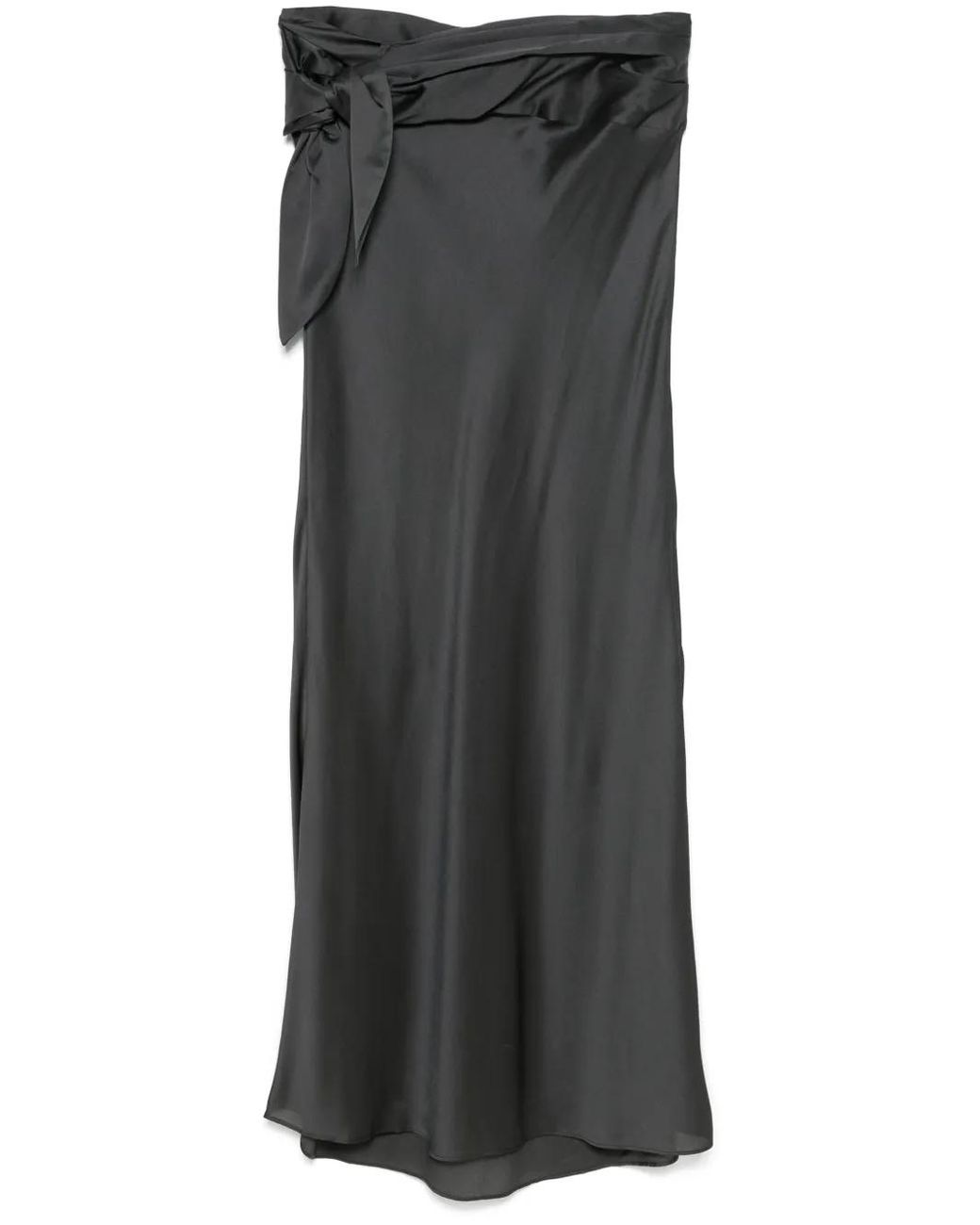 Christopher Esber Gray Wrapped Silk Skirt