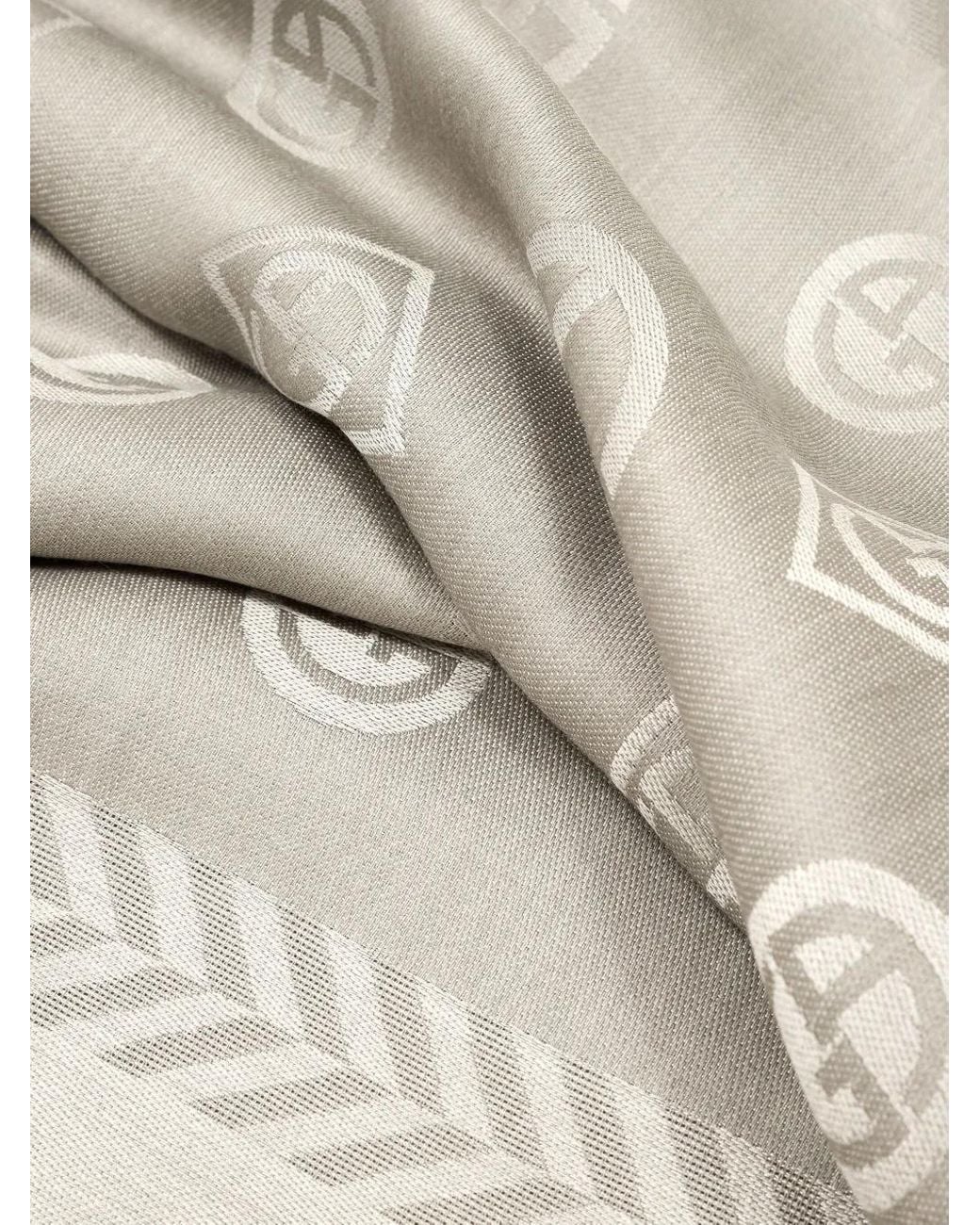 Giorgio Armani White Monogram Jacquard Virgin Wool And Silk Stole for men