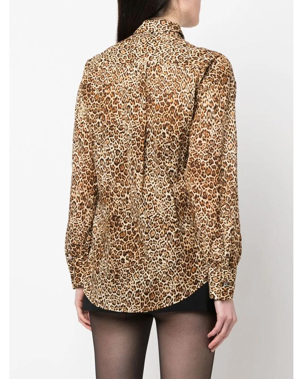 DSquared² Brown Leopard-Print Cut-Out Blouse