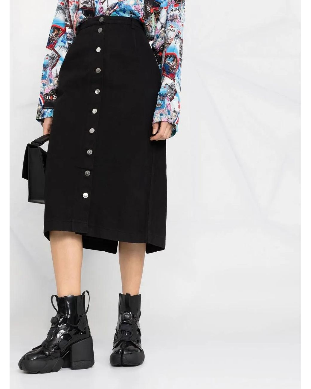 Raf Simons Button-Down Mini-Rok in het Black