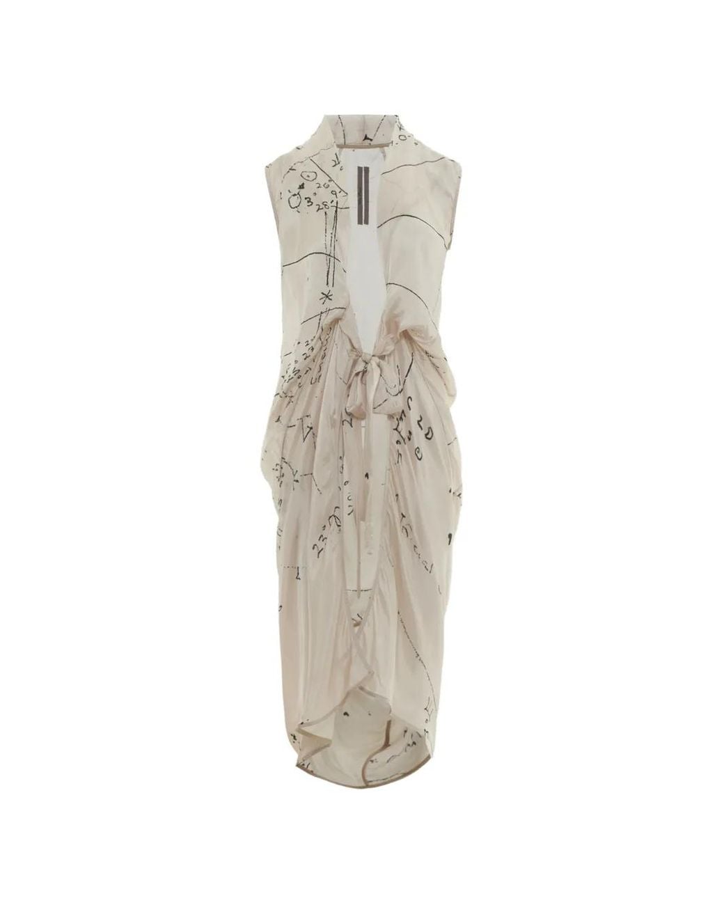 Rick Owens White Sleeveless Draped Dress