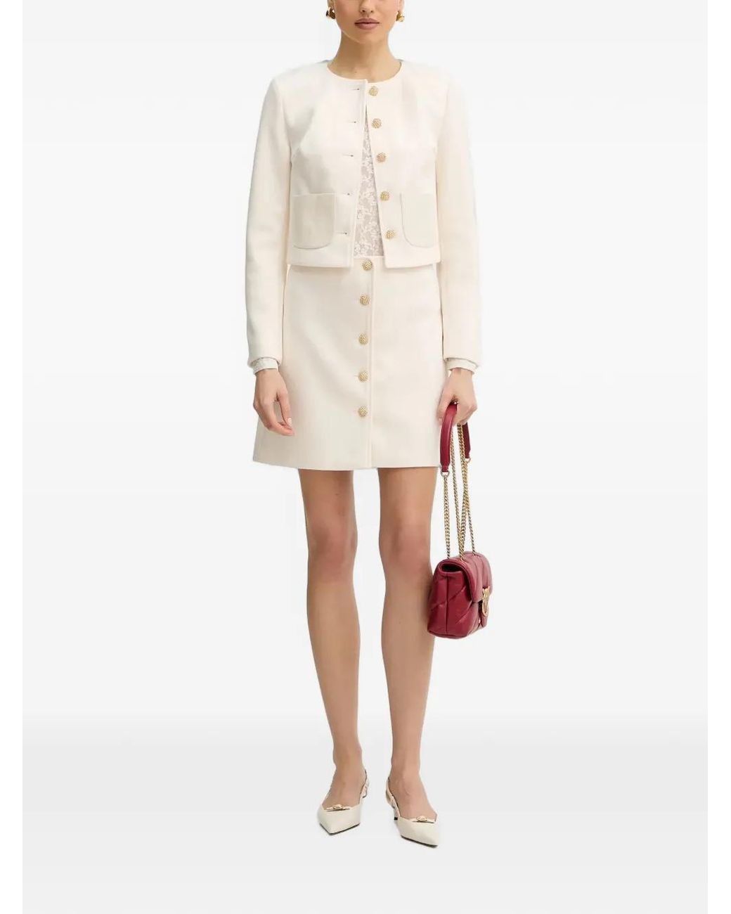 Morgan White Patch-Pocket Button-Down Jacket
