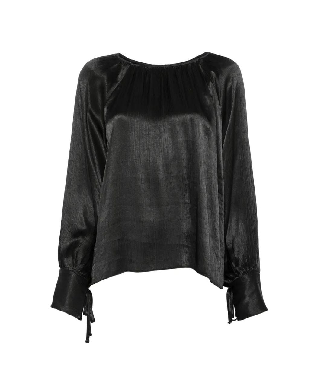 Dixie Black Satin-Finish Tie-Cuff Top