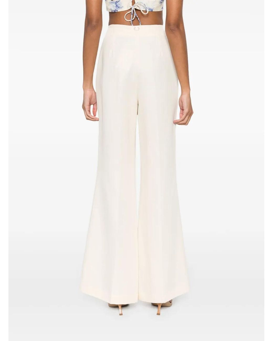 Twinset White Pressed-Crease Flared Trousers