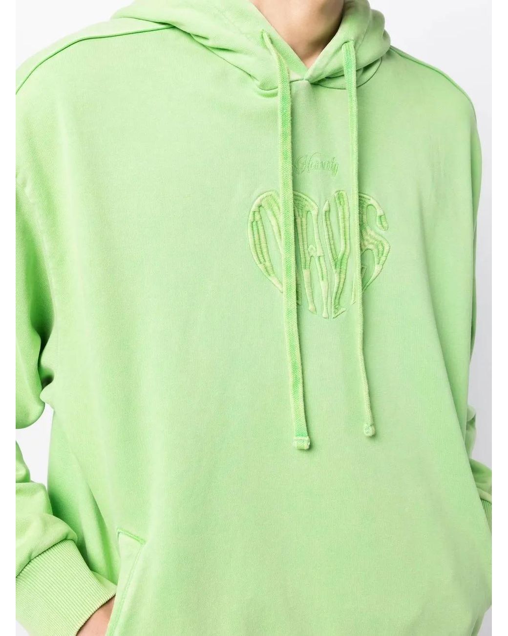 FIVE CM Green Logo-Embroidered Drawstring Hoodie for men