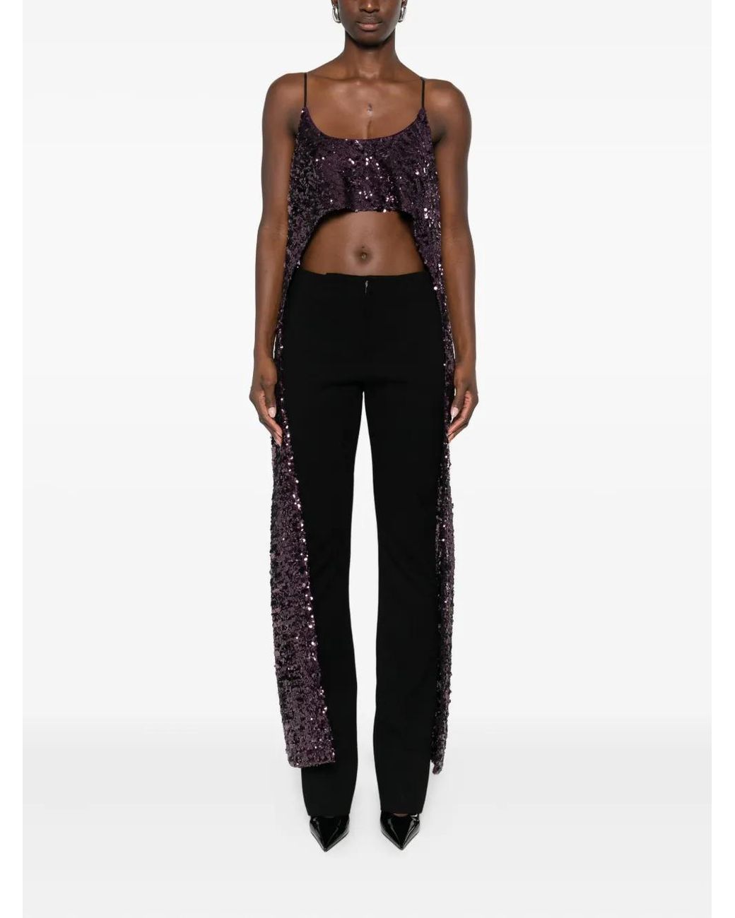 Rabanne Purple Sequinned Sleeveless Top