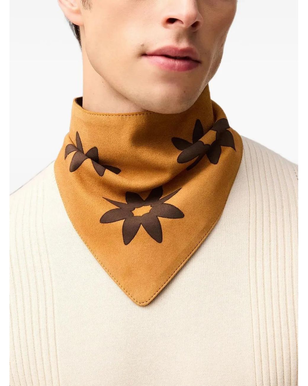 RETORI White Floral-Motif Suede Scarf