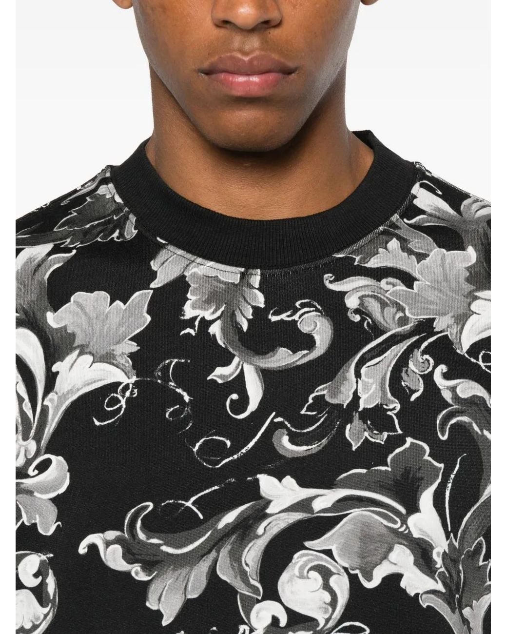 Versace Jeans Couture Black Baroque-Print Sweatshirt for men