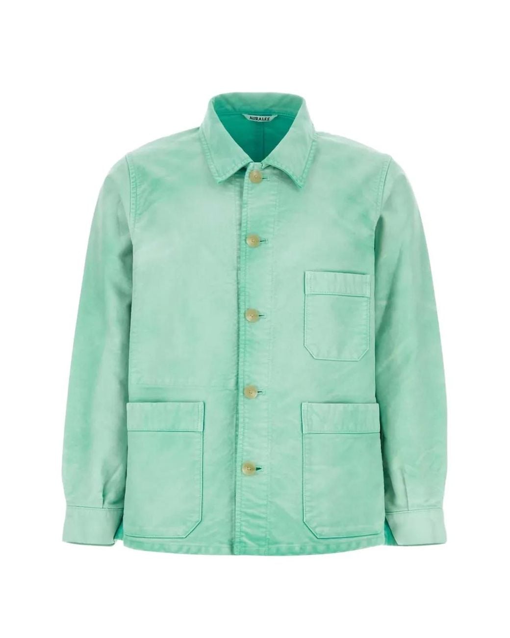Auralee Green Button-Up Cotton Denim Jacket for men