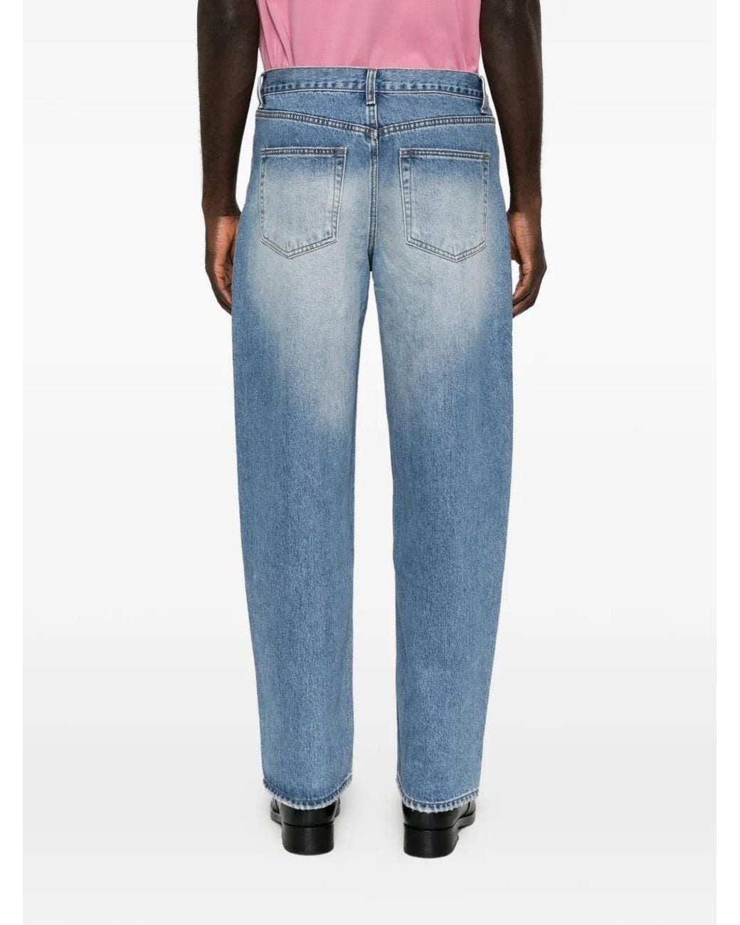TONYWACK Blue Faded Straight-Leg Jeans for men