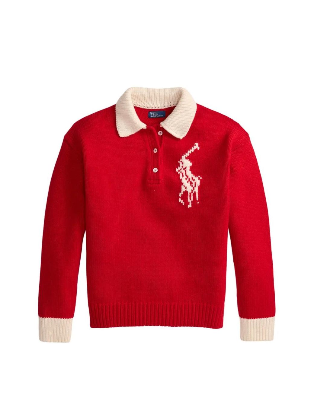 Polo Ralph Lauren Red Pull En Laine À Logo Intarsia