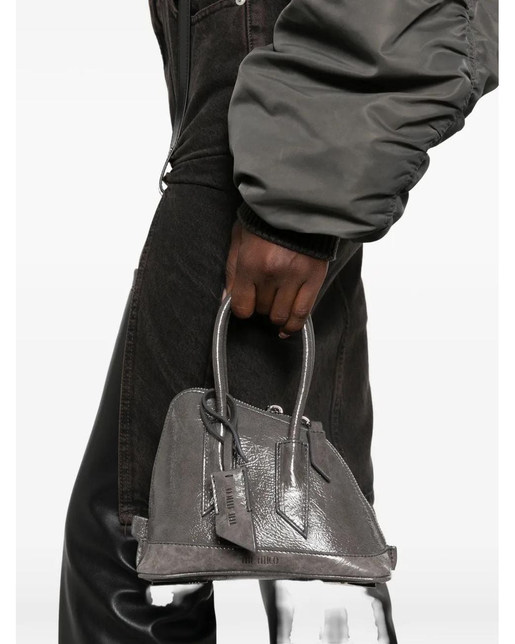 The Attico Black Mini Sant Ambroeus Patent-Leather Tote Bag