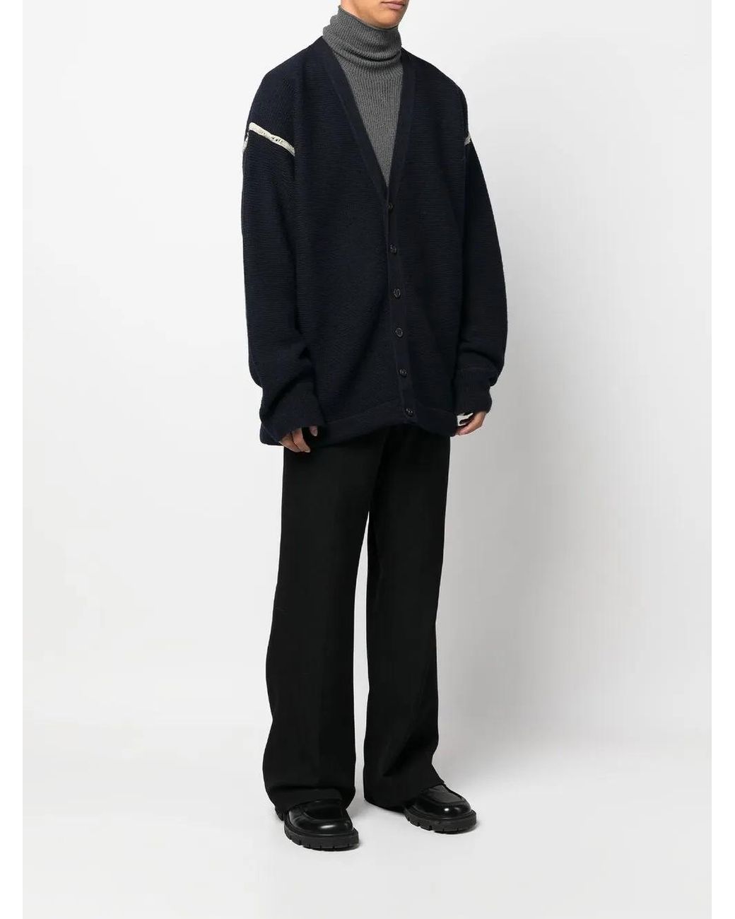 Maison Margiela Blue Elbow-Patch Cardigan