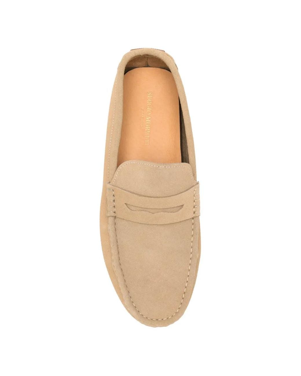 SERGIO MORETTI FIRENZE White Suede Penny Loafers for men