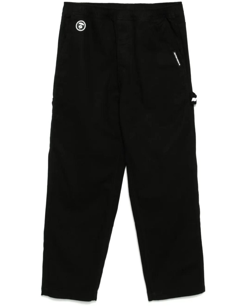 Aape By A Bathing Ape Black Moonface Logo Straight-Leg Trousers for men