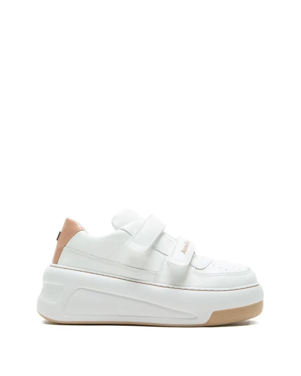 Acne White Leather Touch-Strap Sneakers