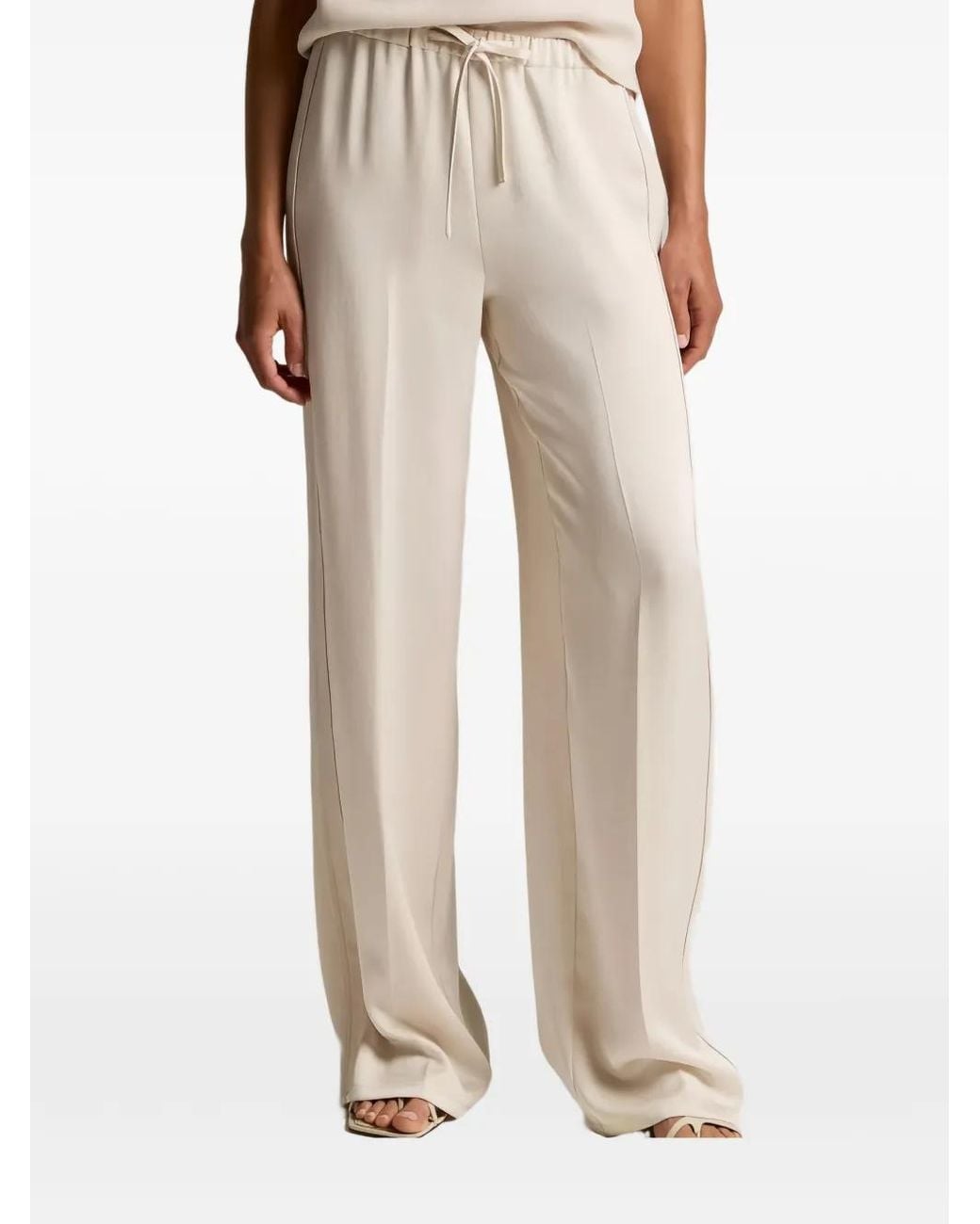 Vince Natural Drawstring Wide-Leg Track Pants