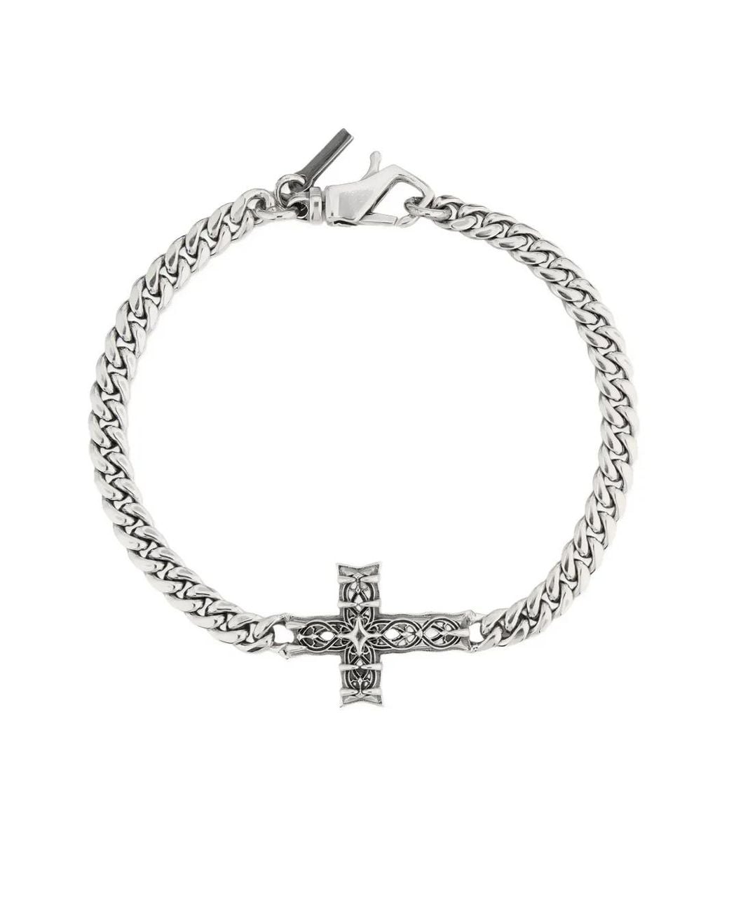 Emanuele Bicocchi White Chain Notre-Dame Cross Bracelet