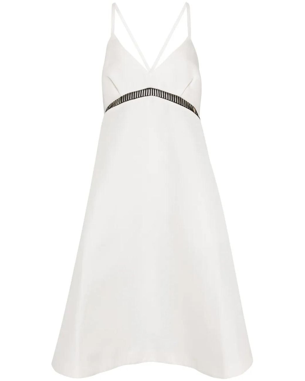 Sacai White V-Neck Midi Dress