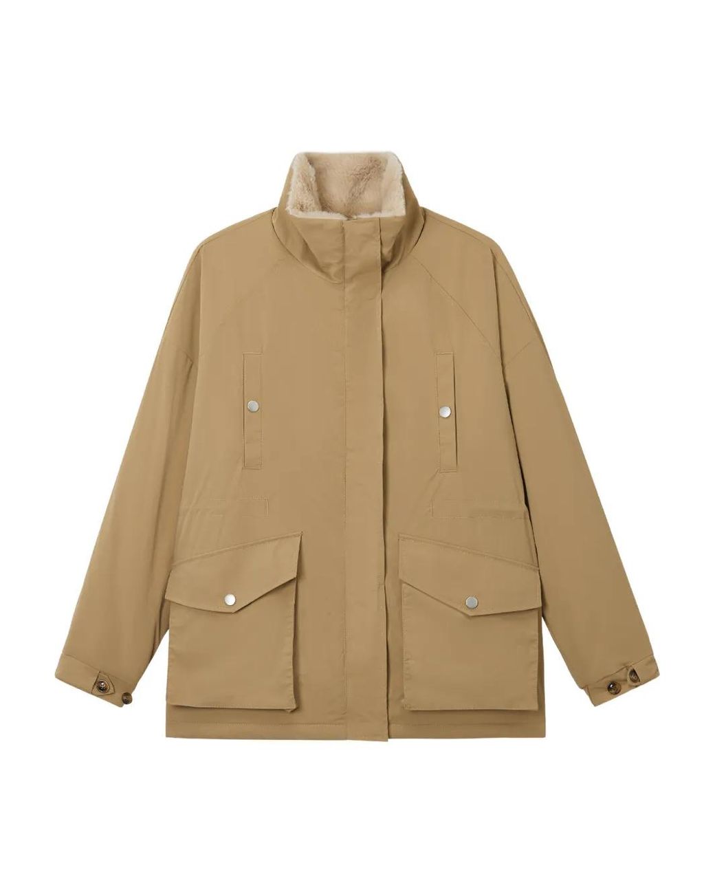 B+ AB Natural Faux-Fur Trim Jacket