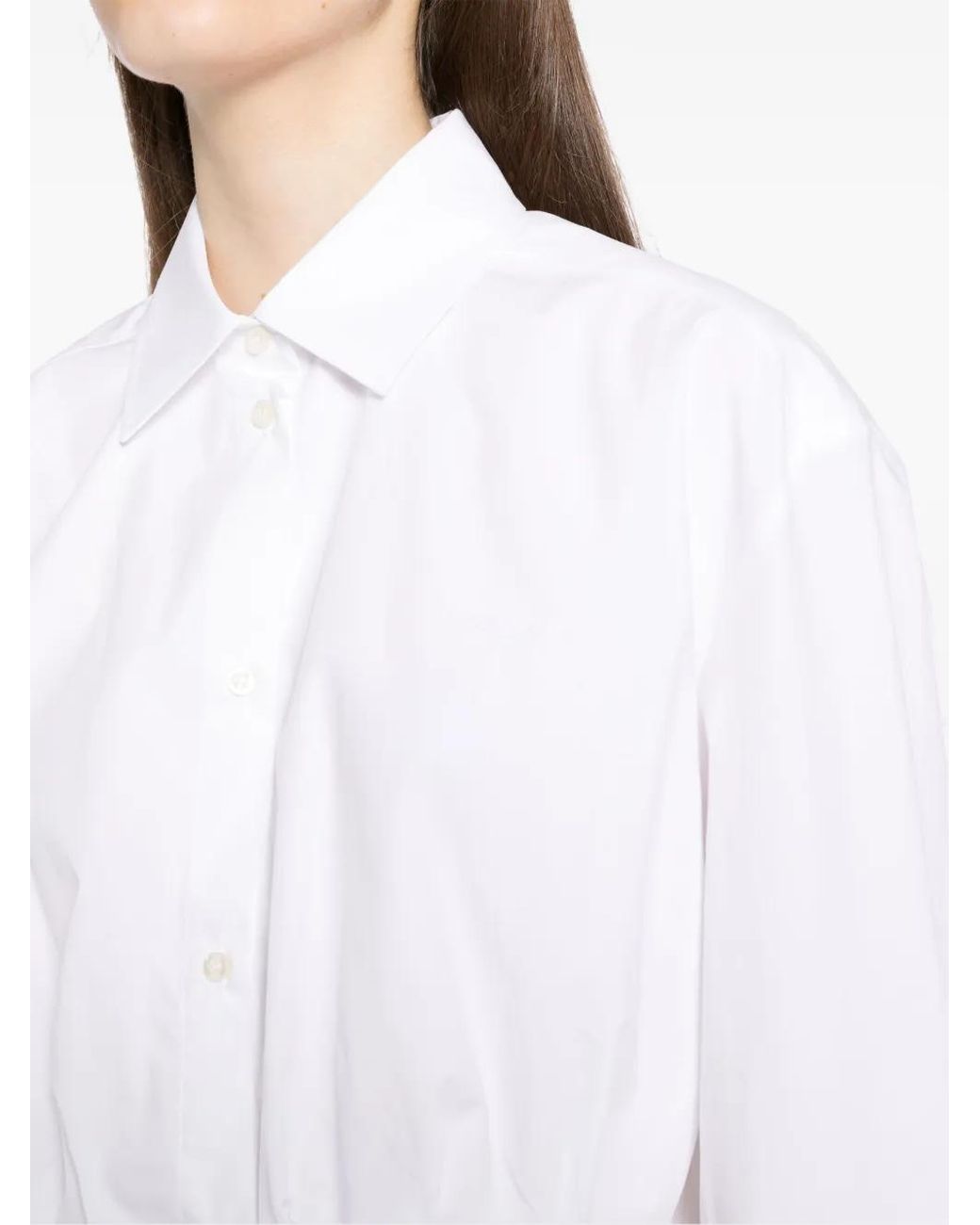 MSGM White Embroidered Cropped Shirt