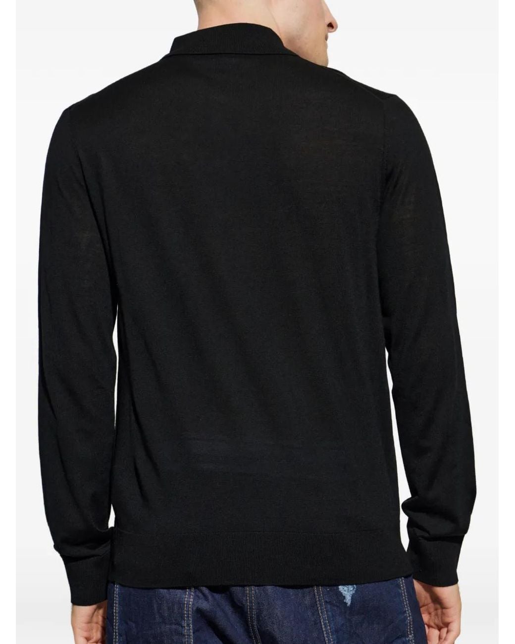 DSquared² Black Button-Down Polo-Collar Sweater for men